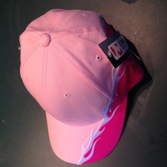 Pink hat with white and pink flames on side - Picture 2 of 2